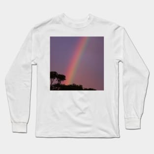 Rainbow Against Purple Sky Long Sleeve T-Shirt